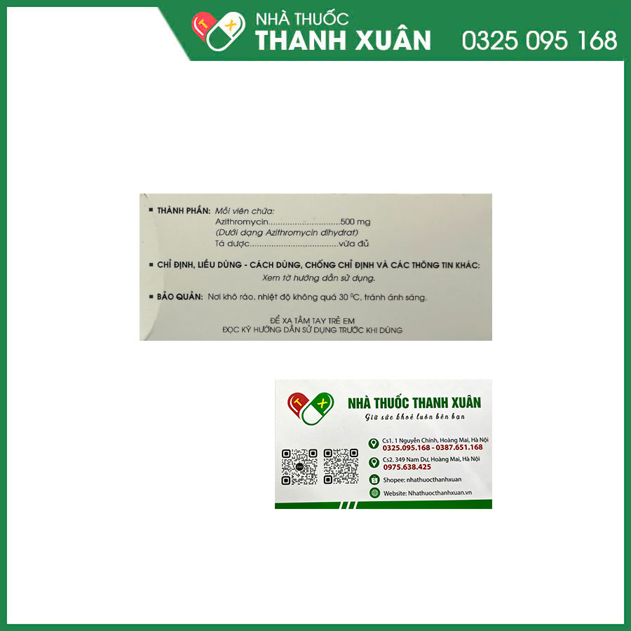 Azizi 500mg thuốc kháng sinh điều trị nhiễm khuẩn hô hấp, da&amp;mô, nhiễm khuẩn sinh dục
